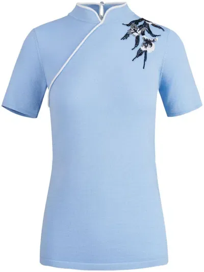 Shanghai Tang Qipao Top In Blue