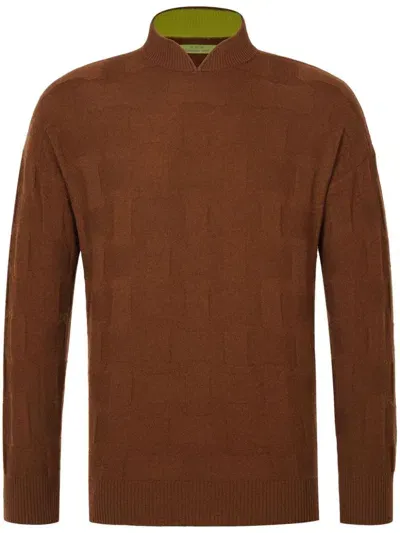 Shanghai Tang Silver Ingot Jacquard Jumper In Brown