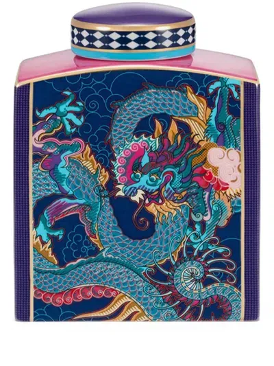 Shanghai Tang Small Vivid Dragon Fine Bone China Jar In Purple