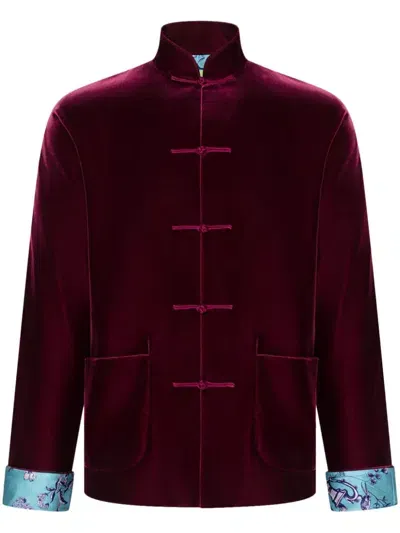 Shanghai Tang Winding Stream Party Velvet Jacket In Red