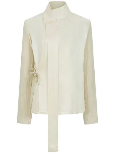 Shanghai Tang Wrapped Blouse In Neutrals