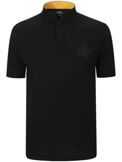 Shanghai Tang X Jacky Tsai Dragon-embroidery Polo Shirt In Black