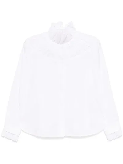 Shanshan Ruan Fraise-collar Cotton Shirt In White