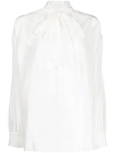 Shanshan Ruan Neck-tie Blouse In White