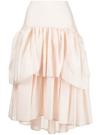 Shanshan Ruan Tiered Asymmetric-hem Skirt In Pink