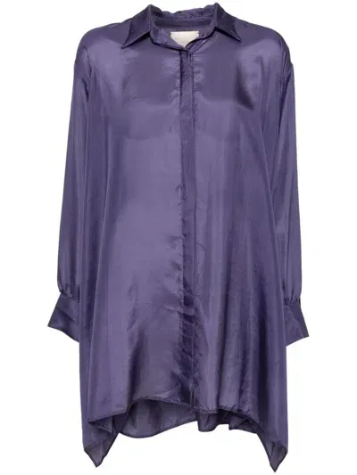 Shanshan Ruan Washed Silk Apron Shirt In Purple