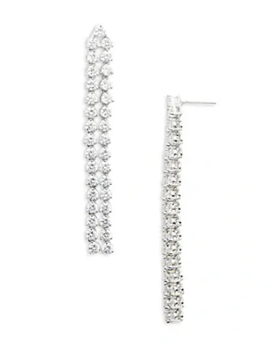 Shashi Cubic Zirconia Double Row Linear Drop Earrings In Silver