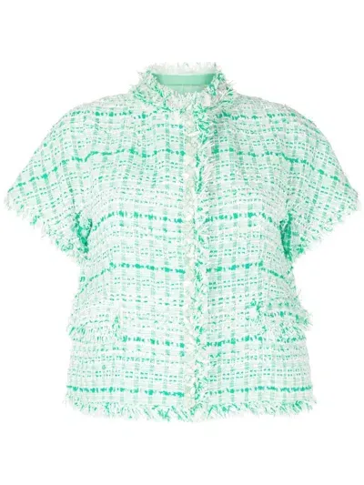 Shiatzy Chen Bead-embellished Tweed Jacket In Green