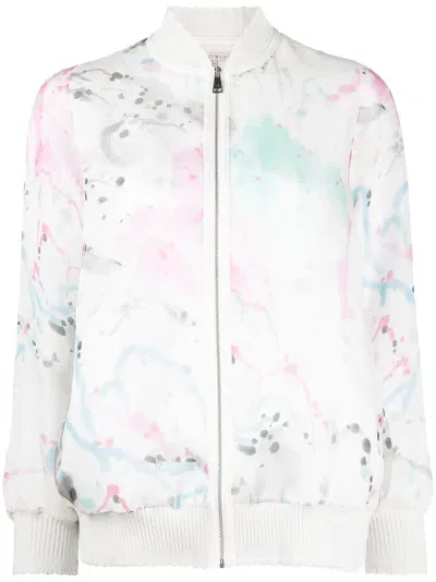 Shiatzy Chen Seidenjacke Mit Print In White