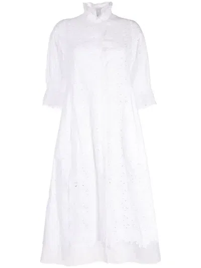 Shiatzy Chen Sheer-lace Cotton Long Coat In White