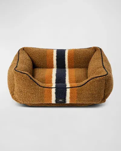 Shinola 42" Striped Sherpa Pet Kuddle Bed In Brown