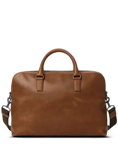 Shinola Navigator Gm Double Zip Briefcase In Brown