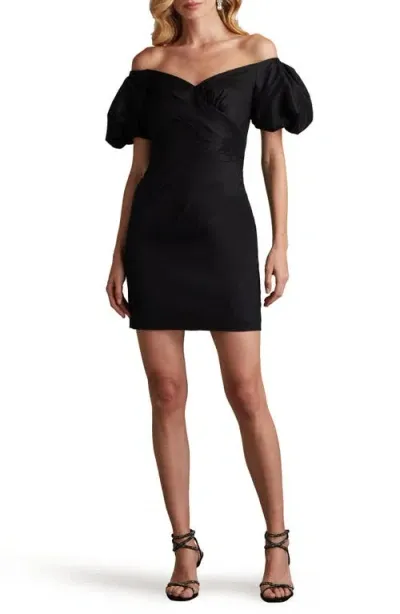 Sho By Tadashi Shoji Off The Shoulder Taffeta Cocktail Dress In Black