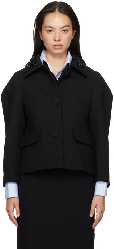 Shushu-tong Black Embellished Lapel Collar Jacket In Ba100 Black