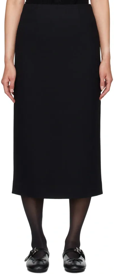 Shushu-tong Black Straight Fit Midi Skirt In Ba100 Black