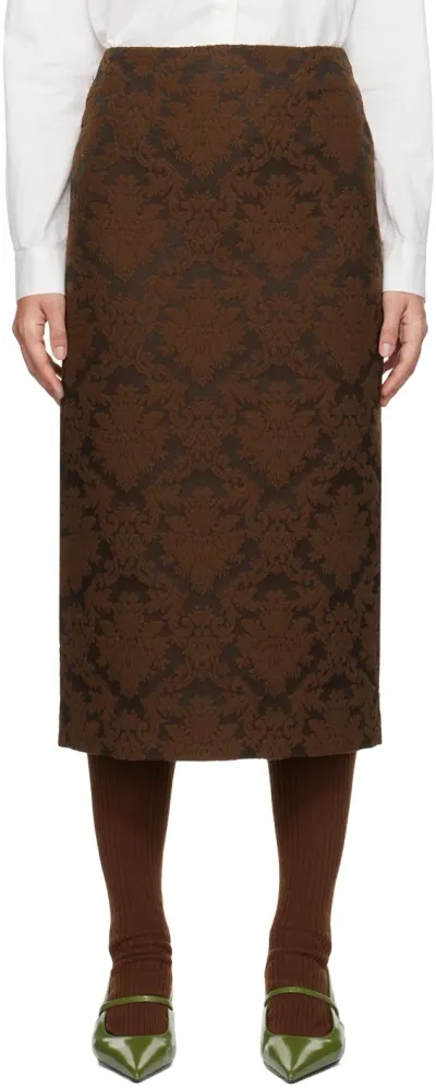 Shushu-tong Brown Straight Fitted Midi Skirt In Bn100 Brown