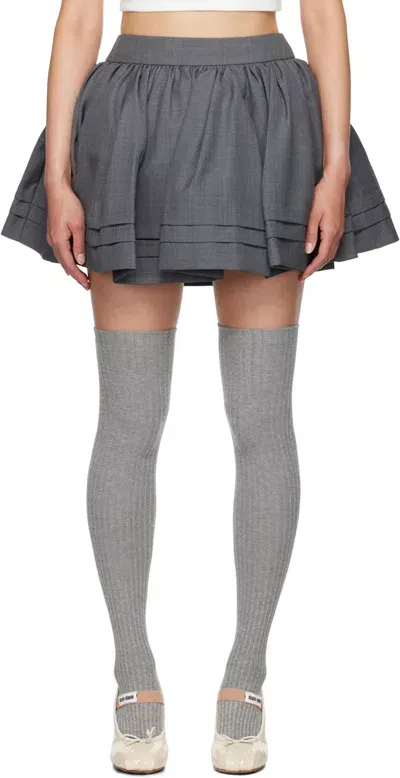 Shushu-tong Gray Pleated Miniskirt In Grey