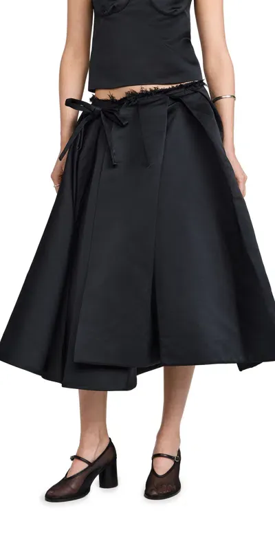 Shushu-tong Irregular Pleated Skirt Black