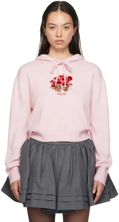 Shushu-tong Floral-embroidered Hoodie In Pink