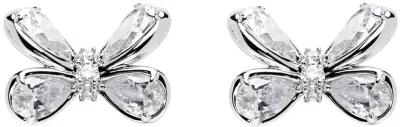 Shushu-tong Silver Butterfly Flower Stud Earrings In Sliver