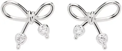 Shushu-tong Ssense Exclusive Silver Yvmin Edition Knotted Bow Earrings In 18k Gold Silver Coat