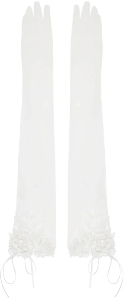 Shushu-tong Ssense Exclusive White Sequinned Sheer Gloves In Wh100 White