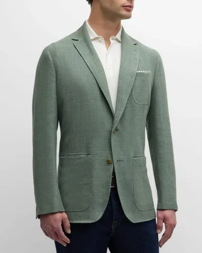 Sid Mashburn Ghost Slim-fit Unstructured Wool Suit Jacket In Green