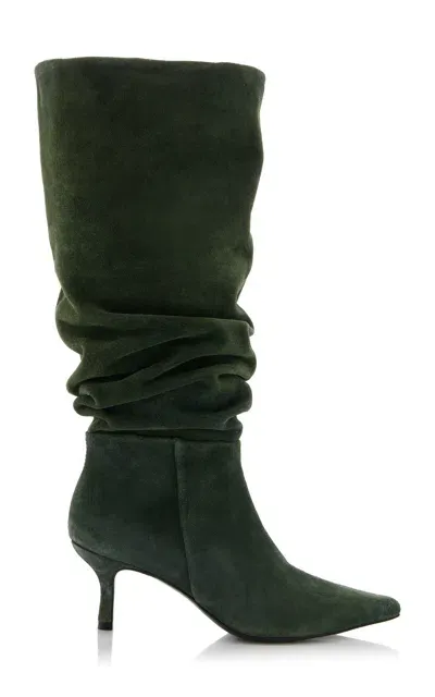 Simkhai Jordi Slouchy Suede Knee Boots In Green