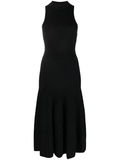 Simkhai Marianne Sleeveless Pleated Compact-rib Midi Dress In Black