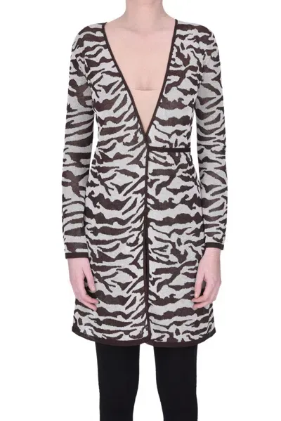 Simona Corsellini Animal Print Long Cardigan In Brown