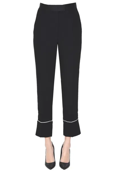 Simona Corsellini Embellished Crepè Trousers In Black