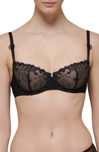 Simone Perele Delice Embroidered Demi Bra In Gem Black