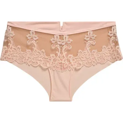 Simone Perele 'saga' Embroidered Boyshort Briefs In Pink Coral