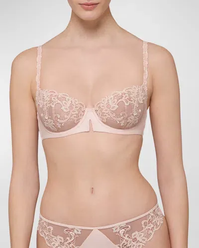 Simone Perele Saga Non-padded Lace Demi Bra In Pink Nude