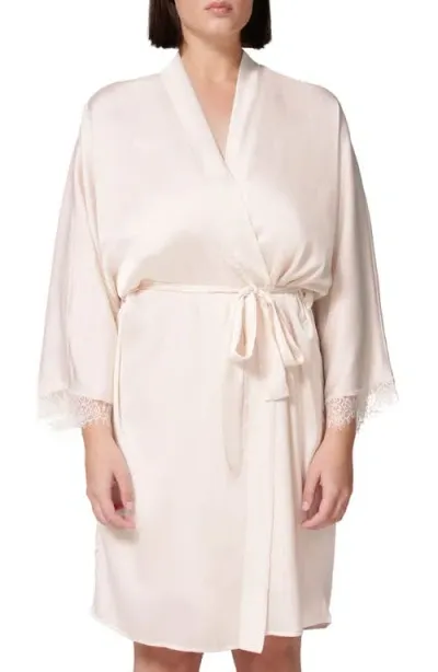 Simone Perele Satin Secrets Kimono Robe In Sakura Pink