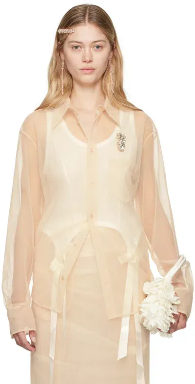 Simone Rocha Beige Embellished Shirt In Nude/clear