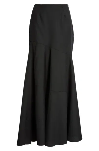 Simone Rocha Bias Cut Virgin Wool Maxi Skirt In Black