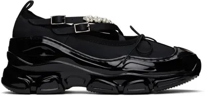 Simone Rocha Black Beaded Tracker Ballerina Flats In Black/clear/pearl