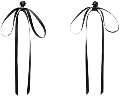 Simone Rocha Ribbon-bow Earrings In Black