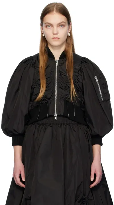 Simone Rocha Black Cropped Bomber Jacket