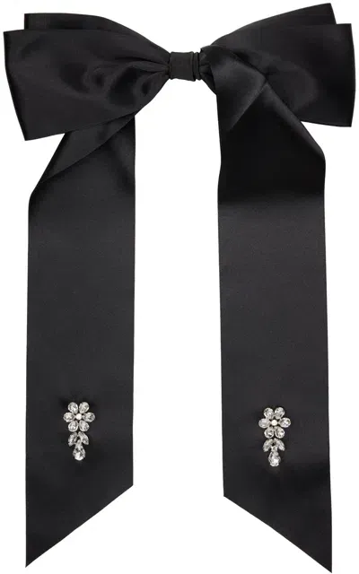 Simone Rocha Black Crystal Flower Bow Hair Clip