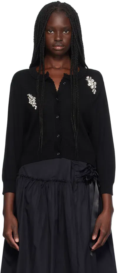 Simone Rocha Black Embellished Cardigan In Black/clear