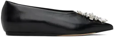 Simone Rocha Black Embellished Pointed Toe Ballerina Flats In Black Jet