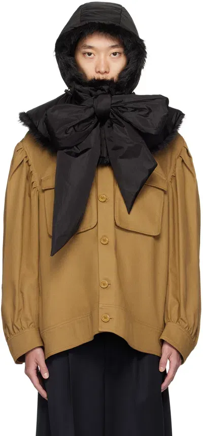 Simone Rocha Black Padded Bow Hood In Black/black