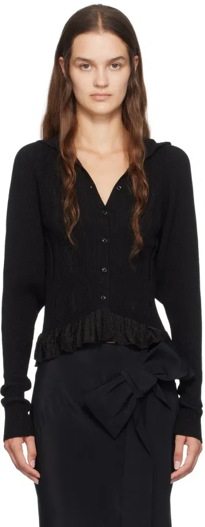 Simone Rocha Black Plaited Tinsel Hood Cardigan