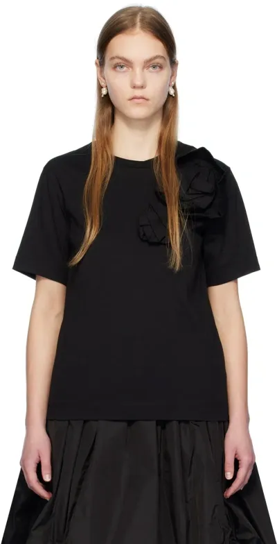 Simone Rocha Black Pressed Rose T-shirt