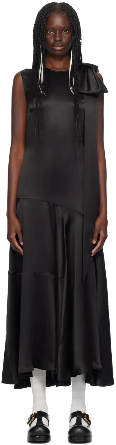 Simone Rocha Black Shoulder Bow Sheath Midi Dress