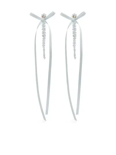 Simone Rocha Bow Ribbon Drip Earrings Accessories In White