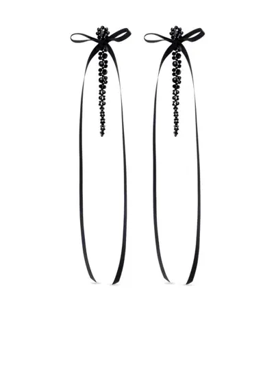 Simone Rocha Bow Ribbon Drip Earrings In Grey