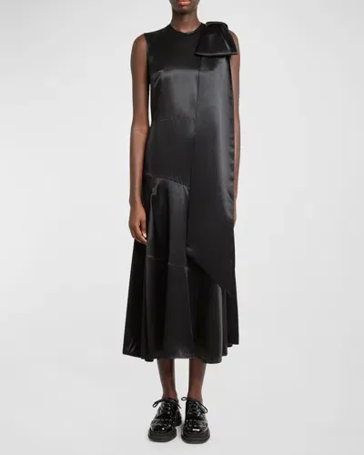 Simone Rocha Bow Sleeveless Bias-cut Silk Midi Dress In Black